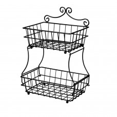 Tier Fruit/Bread Basket Removable Screw-less Metal Storage Basket Rack