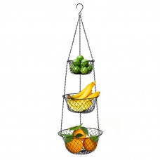 3-Tier Wire Fruit Hanging Basket,Kitchen Vegetable Storage Basket