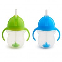Weighted Straw Trainer Cup, Blue/Green, 7oz, 2pk